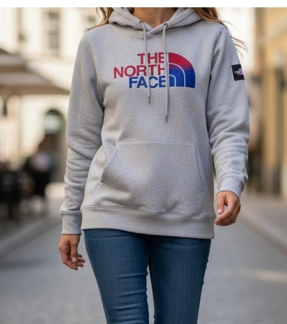 The North Face Women's Pullover Hoodie Large Off White Front Pocket